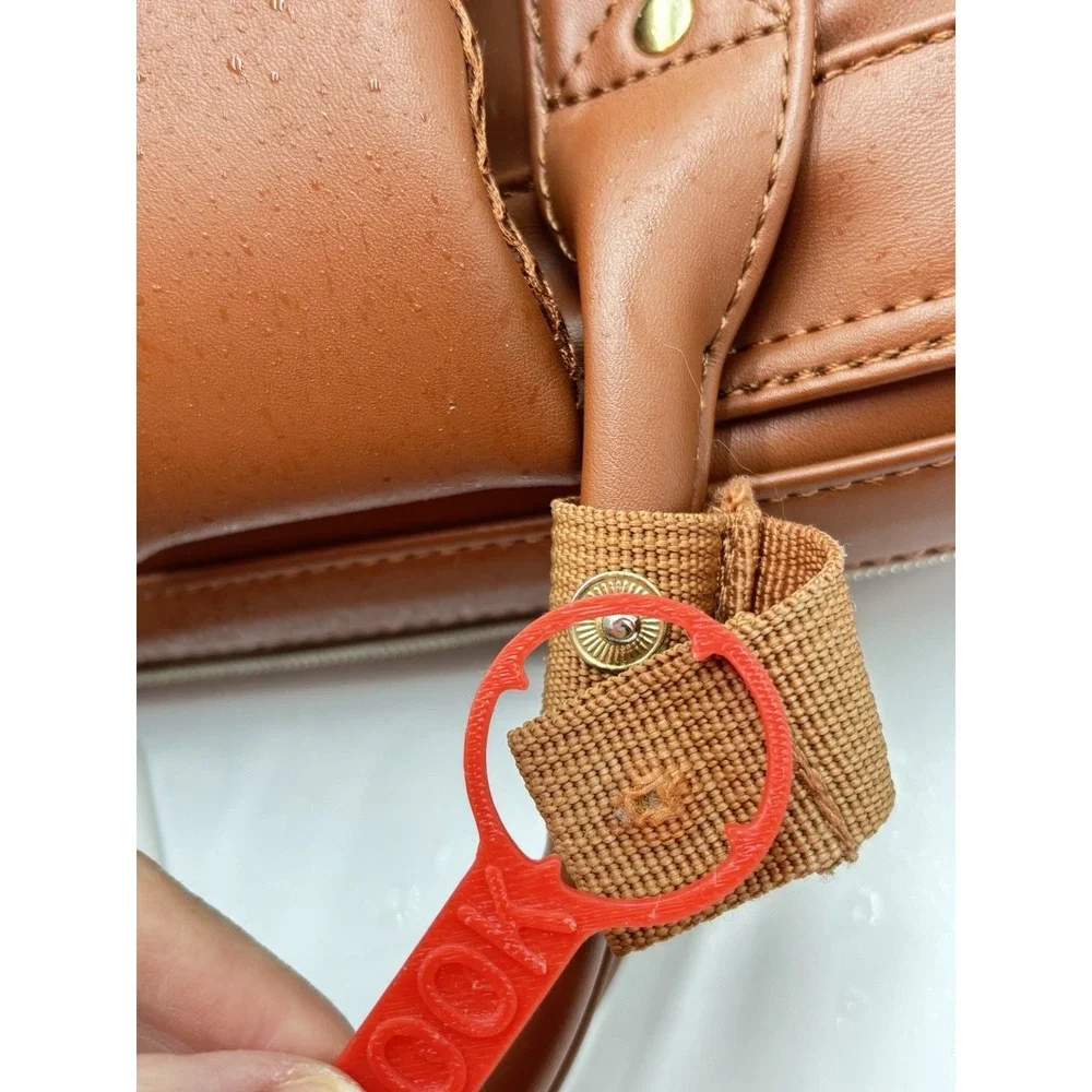 LOVEVOOK Brown Faux Leather Laptop Backpack USB Work Travel‎ Bag Multi Pocket